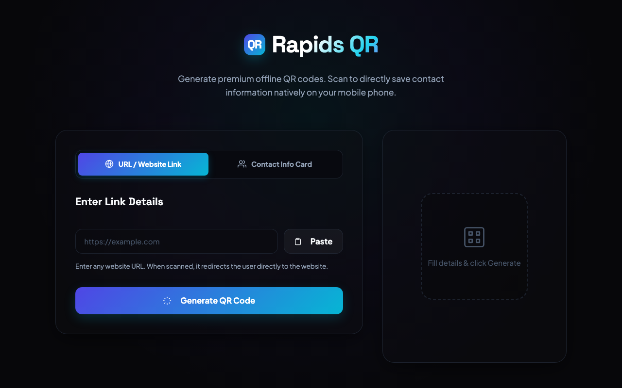 Rapids QR website screenshot